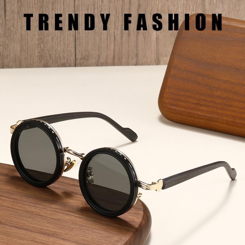 Мужская мода Новые ND9 Регулируемые солнцезащитные очки Нейтральная мода Вращающийся светопоглощающий фильтр Круглая оправа Поляризованные солнцезащитные очки