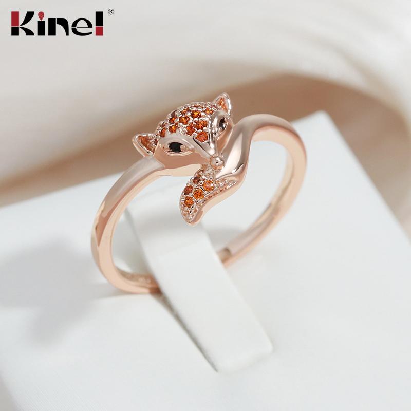 Kinel Rose Gold Color Fox Rings For Women