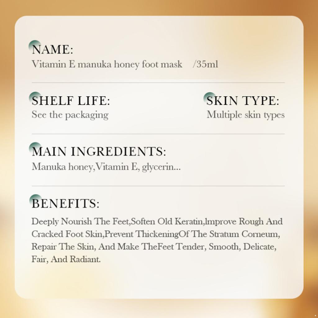 5Pcs Moisturizing Manuka Honey Mask for Feet and Hands – Deep Hydration for Dryness, Cracked Heels & Palms – Softening Treatment Set