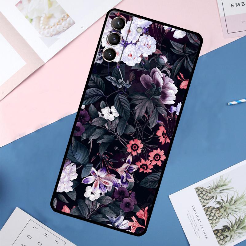 Чехол 'Полночный Цветок' Для Samsung Galaxy S24 Ultra S20 S21 S22 S23 S25 Ultra S9 S10 Plus S25 FE Задняя Крышка