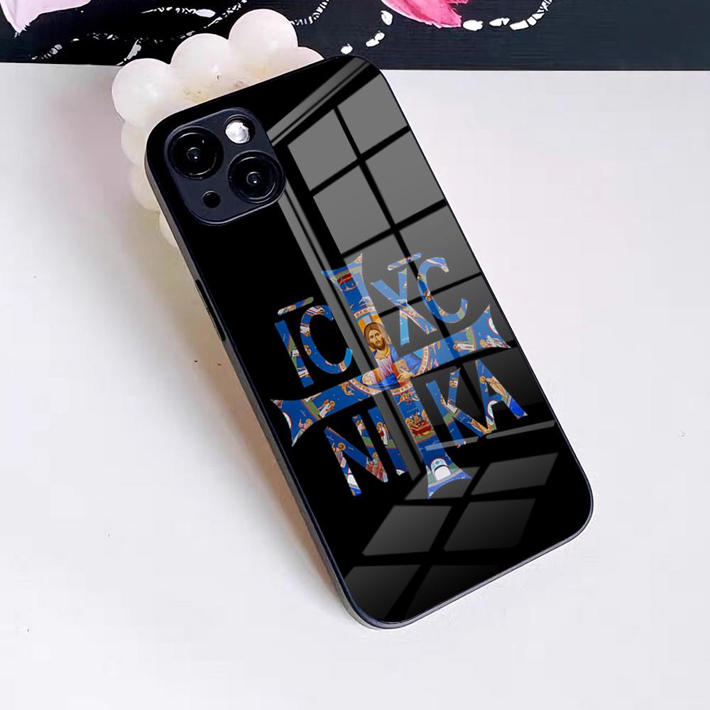 Чехол для телефона с иконкой Православного Креста для IPhone 17 Pro Max 16 15 14 Pro Max 13 11 X Xs Xr 8 7Plus Стеклянная крышка