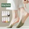 Женские носки-следки из ледяного шелка и хлопка, невидимые, с открытой пяткой, нескользящие, невидимые носки-лодочки, полуноски, носки-полуследки с ремешком EMA