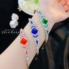 Baojia Temperament Fanta Diamond Sugar Tower Cut Light Luxury Color Treasure Bracelet High Carbon Diamond Emerald Retro Royal Blue Diamond Women