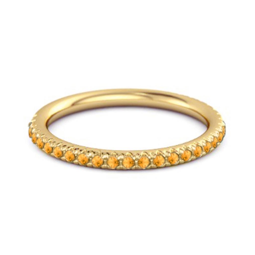 Citrine Round Eternity Ring - 925 Sterling Silver Gold Vermeil