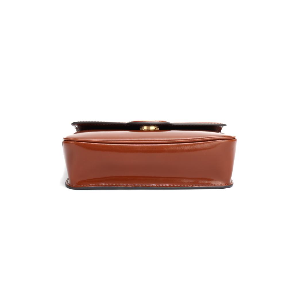 Tory Burch Robinson 21 Magnetic Flap Closure Adjustable Shoulder Strap Patent Leather Crossbody Bag Women bags Deep-Red 143122-223