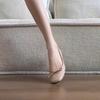 Wear Small Height-increasing Bow Shoes, Light Square Head Nude Light Mouth Flat Ballet Shoes for Women
