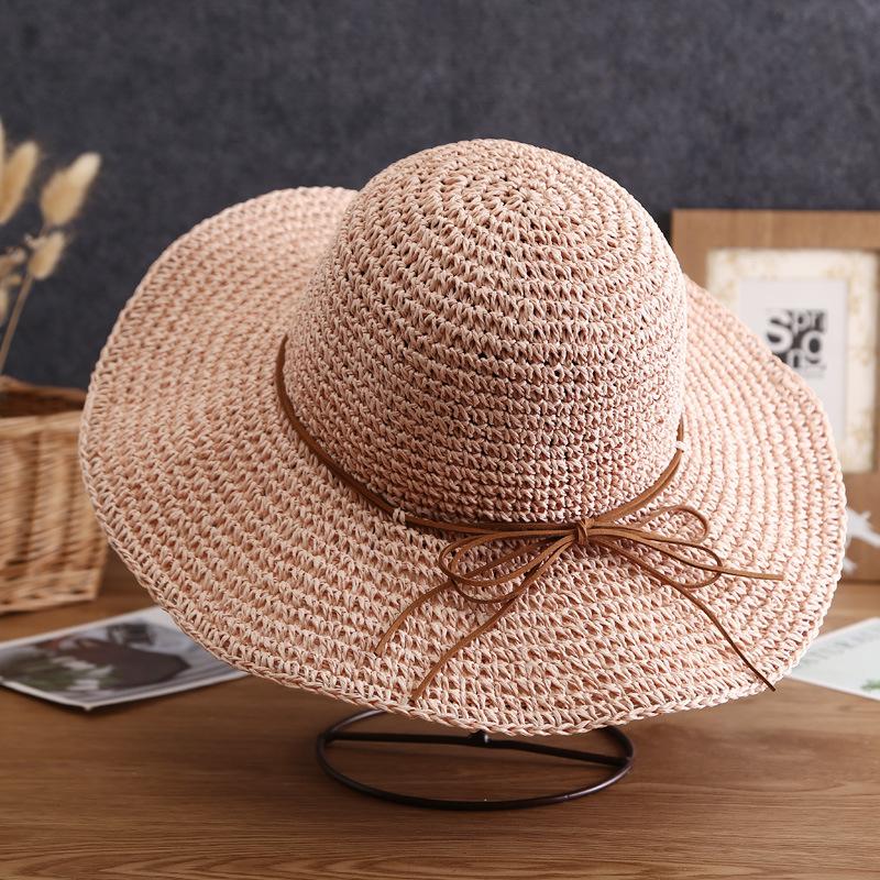 Foldable seaside vacation shade straw hat bucket hat summer outing sun hat handmade crochet hat