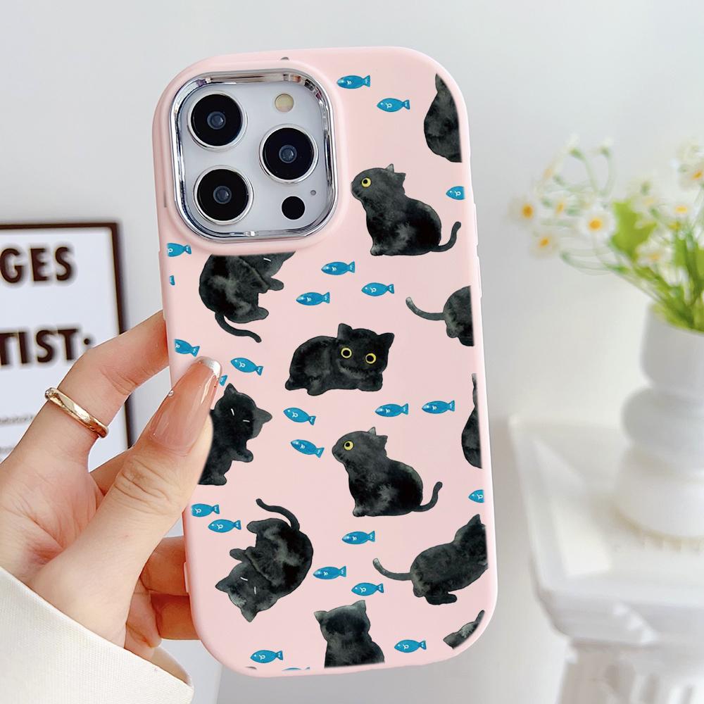 LZ8 Cartoon Cat Cute Art Soft Phone Case for Samsung S24 Ultra S23 Plus S21 FE A16 A54 A34 A52 A06 Infinix Hot 40 30i Lens Protection Shockproof Cover
