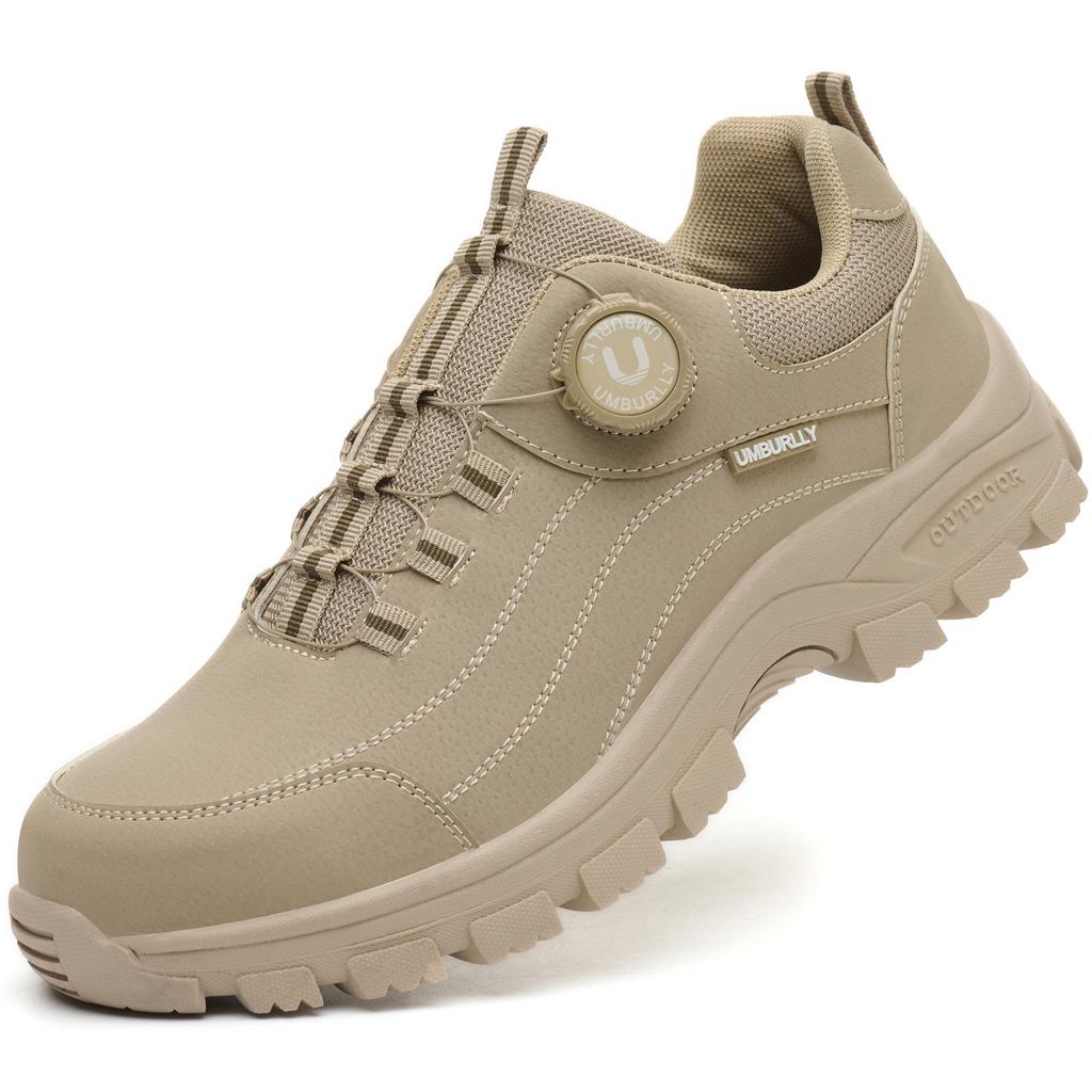 Men's Steel-Toed Safety Shoes With Anti-Crush, Anti-Puncture And Anti-Slip Soles, Fashionable Button Industrial Work Shoes