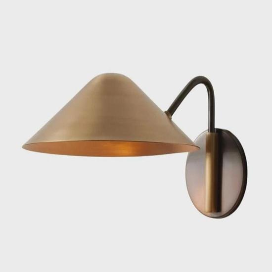 1950s Mid Century Brass Diabolo Wall Light Handmade Italian Swing Arm Vanity Luminaire
