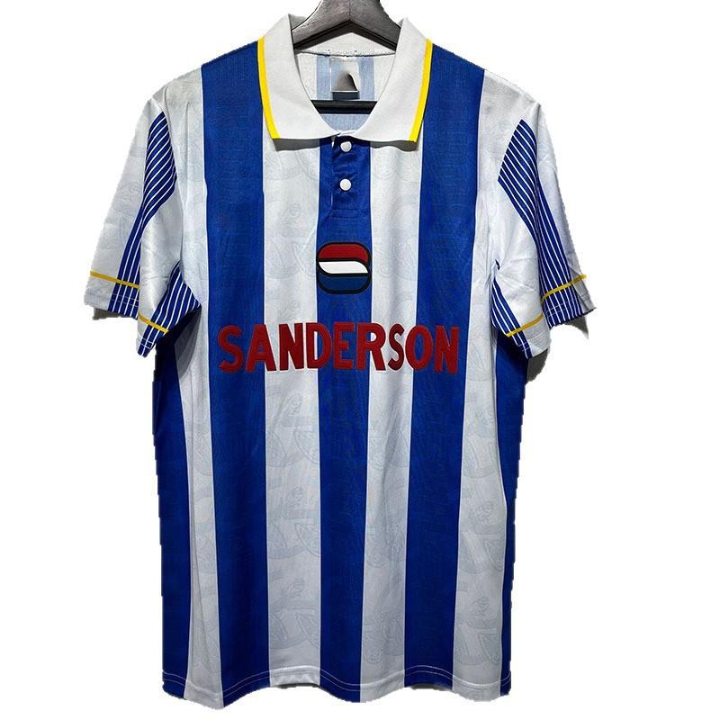 Retro 1993-95 Sheffield Wednesday Home Short Sleeve Football Jersey Men Bamboo Fiber Performance Soccer Shirt