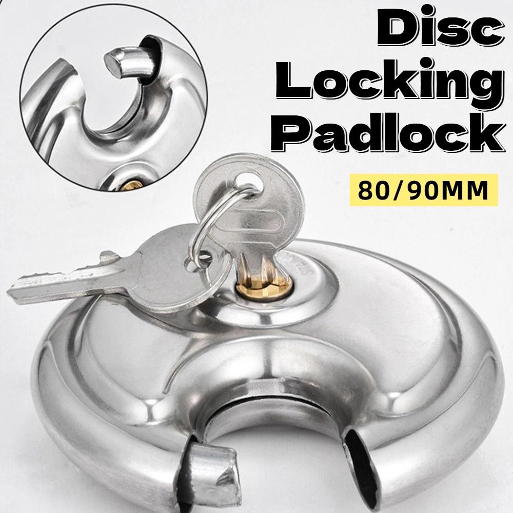 Stainless Steel Round Disc Lock with 2 Keys Security Lock Disc Locking Padlock  Outdoor Use