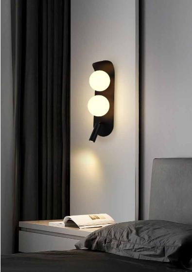 Pati - Modern Wall Lamp 31cm Gold Brass + Milky Ball
