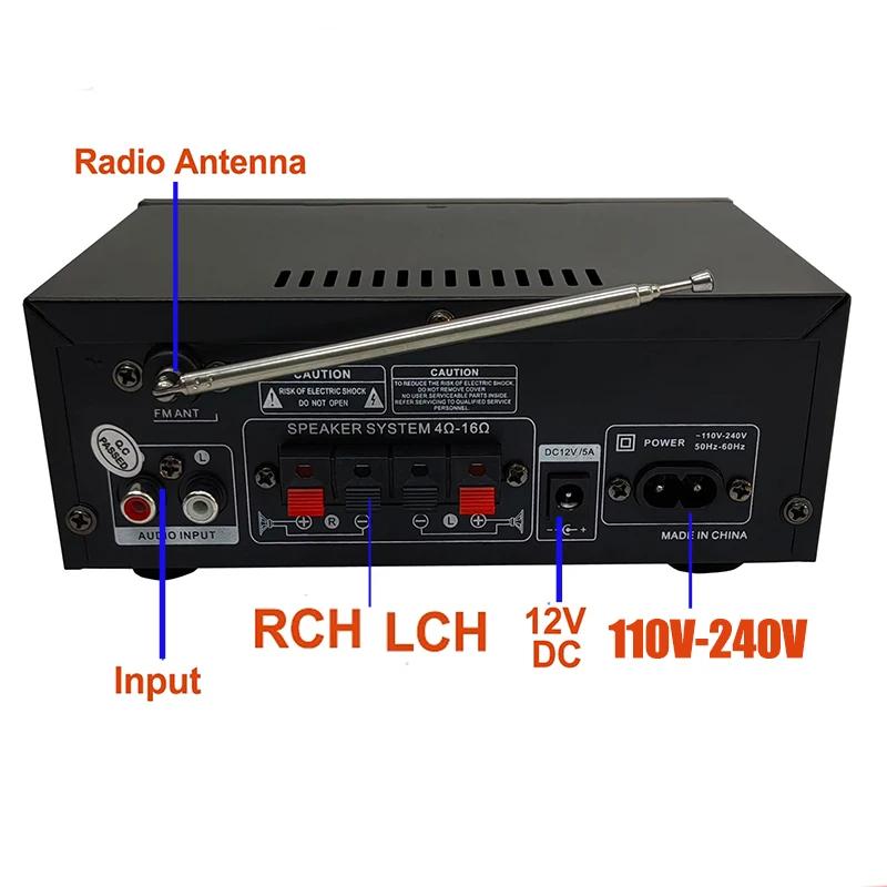 AK45 HiFi Digital Bluetooth Audio Amplifier MP3 Channel 2.0 Sound Power AMP Stereo Home Automotive Car for Speakers MAX 350W*2