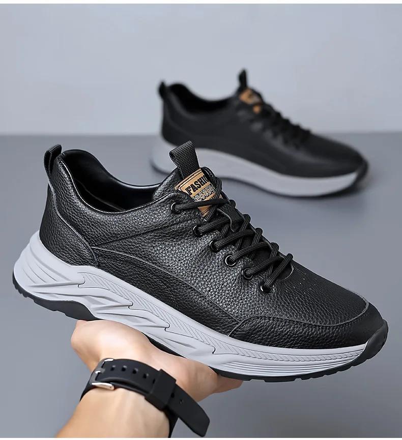 Новые туфли для мужчин Повседневная обувь из натуральной кожи Модная спортивная обувь Уличная мода Кроссовки из коровьей кожи