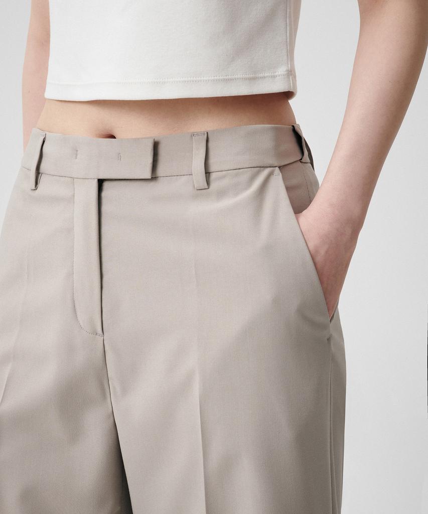 MUSINSA STANDARD WOMAN [Cooltandard] Женские широкие брюки со скрытой эластичной талией [Светло-бежевый]