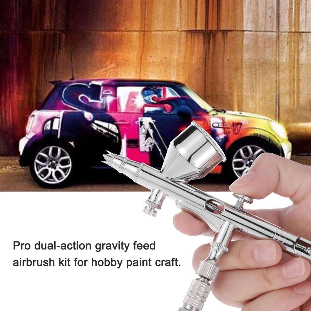 Airbrush Kit Set Gravity Feed Dual-Action for Car Painting Art Craft Paint Hobby Model Body Nail