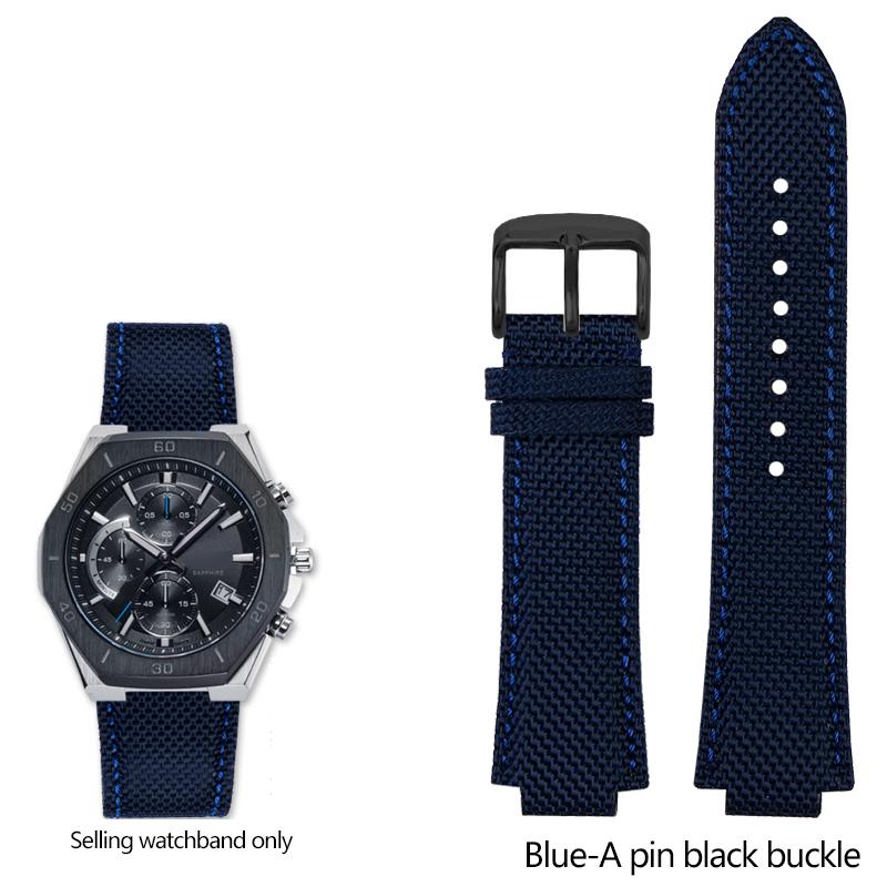 ONENew Нейлоновый холщовый ремешок для часов с кожаным дном для серии Casio Edifice GST-B400 EFB-680 ECB-10D Ремешок для часов Силиконовый ремешок БраслетMN
