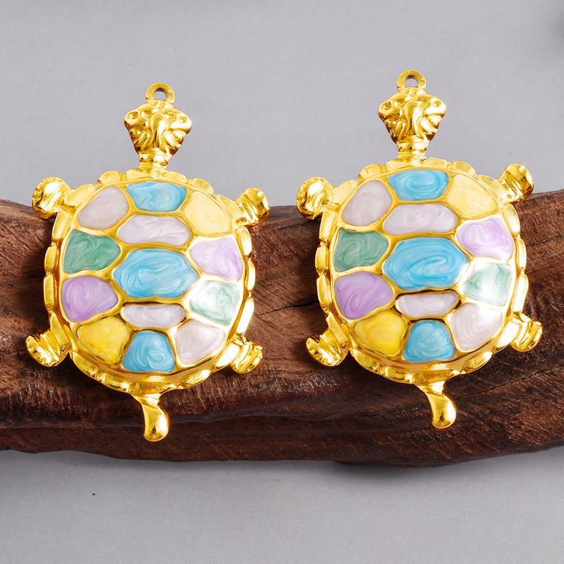 2pcs Red Lobster Crab Coral Real Gold Plated Stainless Steel Enamel Charm For Jewelry Making Supplies DIY Beach Necklace Pendant