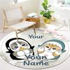 Penguin Cats Adventure Custom Name Round Area Rug Carpet Rug For Living Room Bedroom Sofa Playroom Decor Nonslip Floor Mat