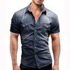 Summer Casual Solid Color Men's Denim Short Sleeved Shirt Casual Plus Size Designer Style