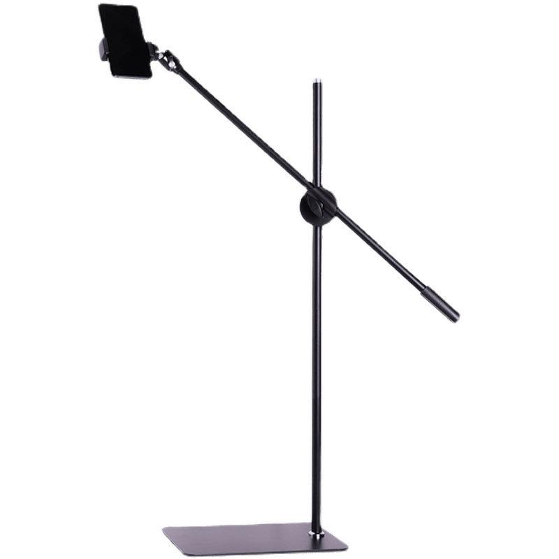 Cantilever Multi-Camera Floor Stand with Long Arm for Top-Down Shots & Multi-Platform Phone Holder in Mirror Live Streaming & Photography