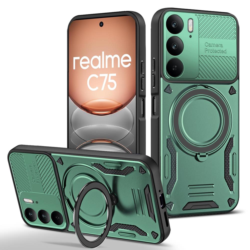 Магнитный чехол-броня для OPPO A5 A5X Reno 13 13F 14 14F Pro Realme 14 15 Pro Plus C75 5G Чехол-бампер с кольцом-подставкой