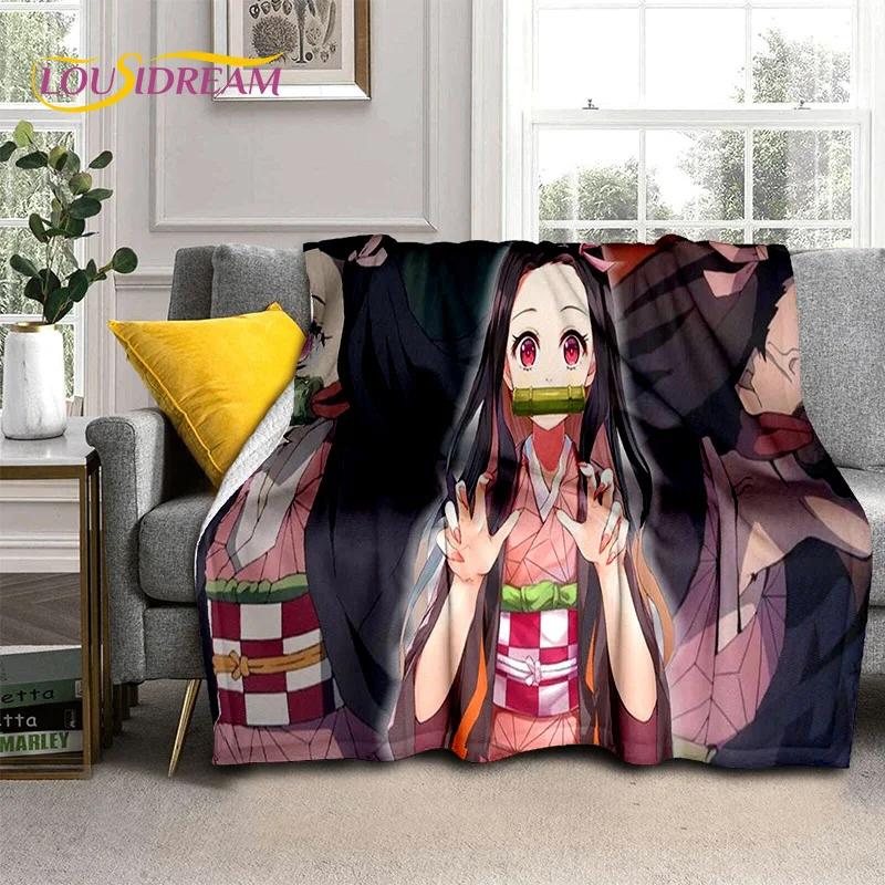 Kamado Nezuko Demon S-Slayer Japan Anime Soft Flannel Blanket для кроватей, спален, диванов, пикников, пледов для детей, отдыха на свежем воздухе