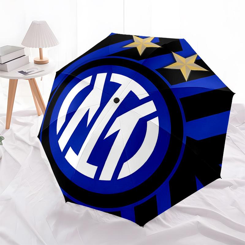 Inter Milan, Badge Automatic Opening and Closing, 8 rib Structure Portable Umbrella, Suitable for Men and Women in All Seasons  Perfect Gift