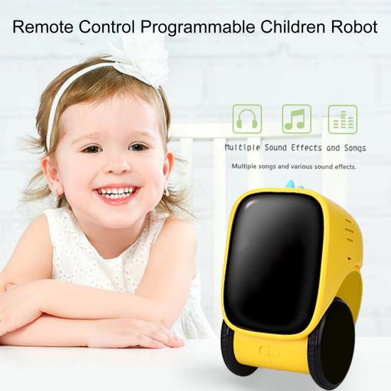 Kids Remote Control Robot Toy with LED Eyes Horns Auto-Demonstration Programmable Touch Sensing Educational