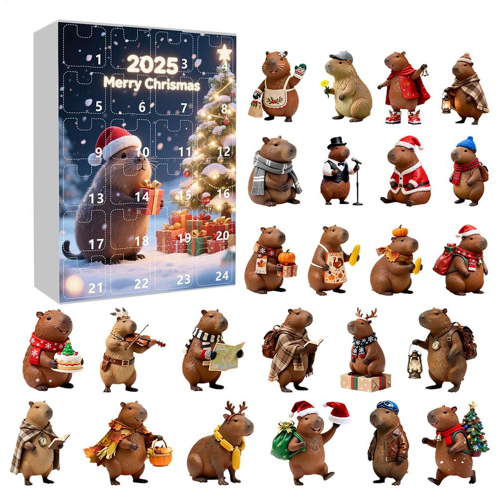 2026 Christmas Countdown pendant 2D flat Acrylic Capybara Ornament 24 Days Calendar Ornament Home decoration for Holiday