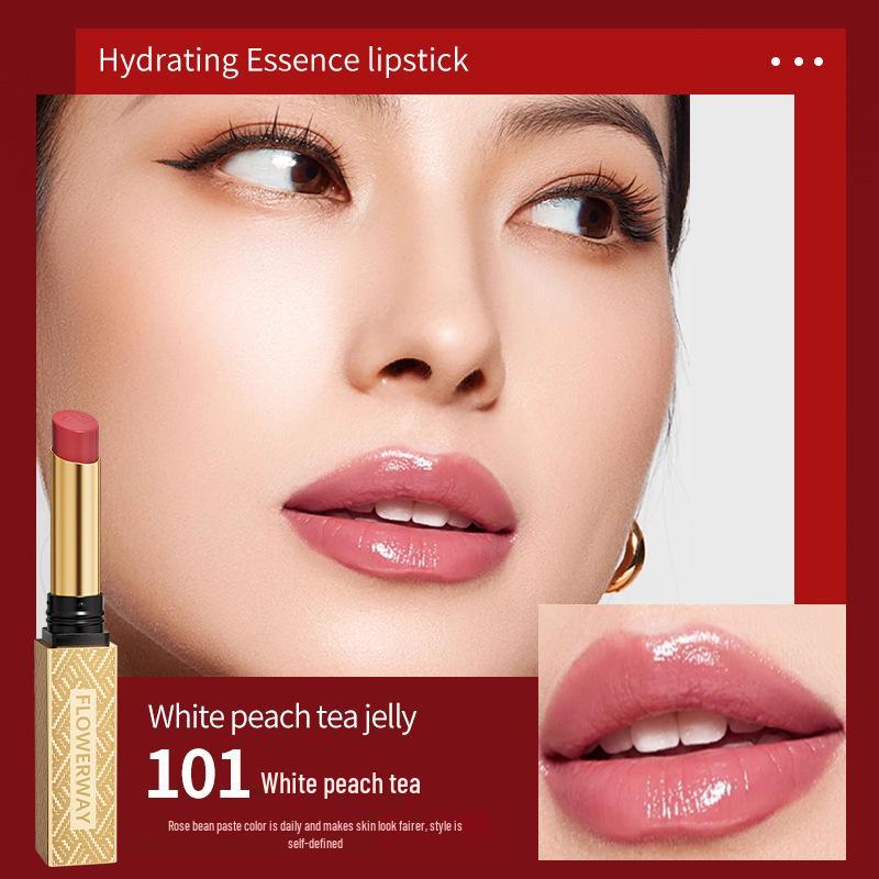 FLOWERWAY Стойкая увлажняющая помада - Шелковистая, Увлажняющая, Стойкая к выцветанию, Отбеливающий золотой блеск для губ.