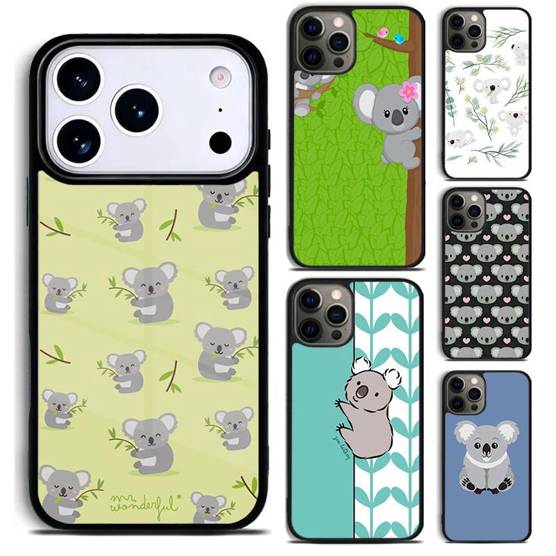 Cute Cartoon Koala Phone Case For iPhone 17 16 15 14 13 12 11 Pro Max Plus 17Air Soft Silicone Cover
