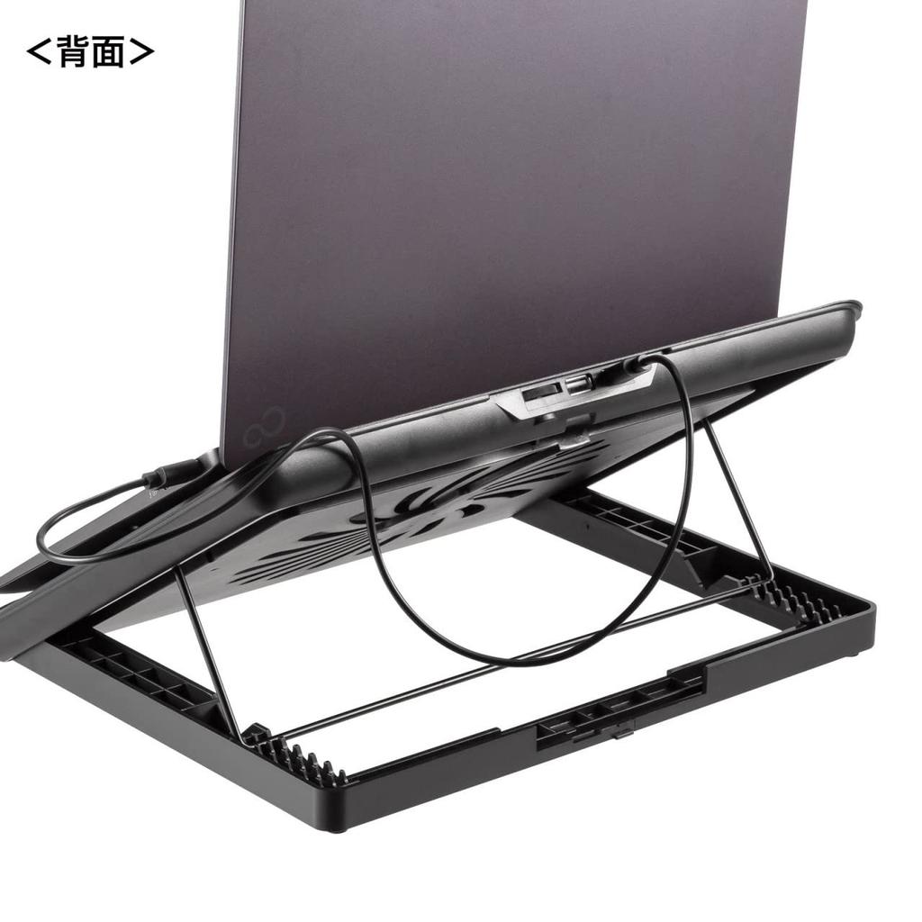 Охлаждающая подставка для ноутбука Sanwa Supply, охлаждающий алюминиевый корпус с функцией регулировки высоты, совместимая с экраном шириной до 15,6 дюйма, черная, TK-CLN28U