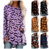 Women's Casual Fashion Halloween Print Long Sleeve Medium Length Top Blouse