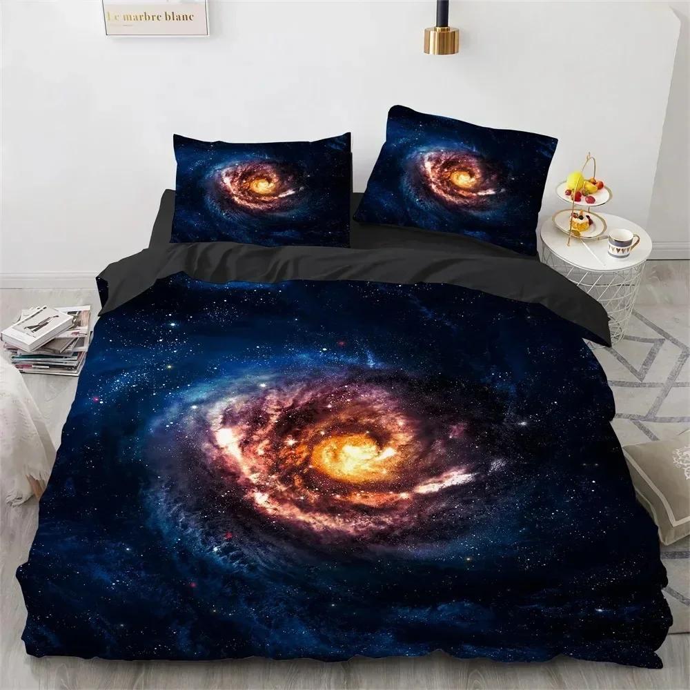 Комплект постельного белья Galaxy Planet Universe Sky Синий Земля Космос Астрономия Полиэстер Пододеяльник Простыня Принт Наволочка для подушки Кровать