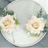 4PCS Corsage and Boutonniere Set Rose Wedding Wrist for Bride Bridesmaid Man Groom Red Rose Wedding Flowers Accessories Prom Suit Decorations