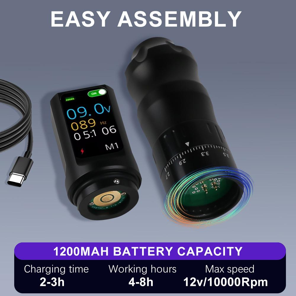 Профессиональная новая беспроводная тату-ручка с OLED-дисплеем, перманентный макияж, тату-ручка с аккумулятором 1200 мАч