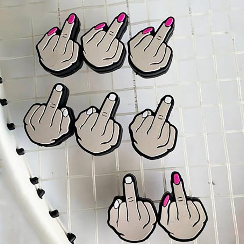 Middle Finger Tennis Racket Vibration Dampener Shock Absorbing Soft Silicon Racket Damper