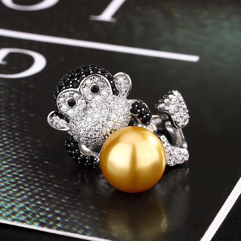 Жемчужное кольцо Милая милая обезьянка Австралия Белый жемчуг Наньянский жемчуг Мода Пригородная женская мода