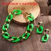 Female Resin Fluorescent Necklace And Earrings Jewelry Set With Electroplated Finish For Autumn