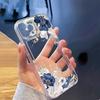 Прозрачный Элегантный Сине-Белый Цветочный Дизайн Чехол Для Телефона Для IPhone 17 16 15 14 Pro Max 13 12 11 Plus 16E 17E Air Мягкий Защитный Чехол