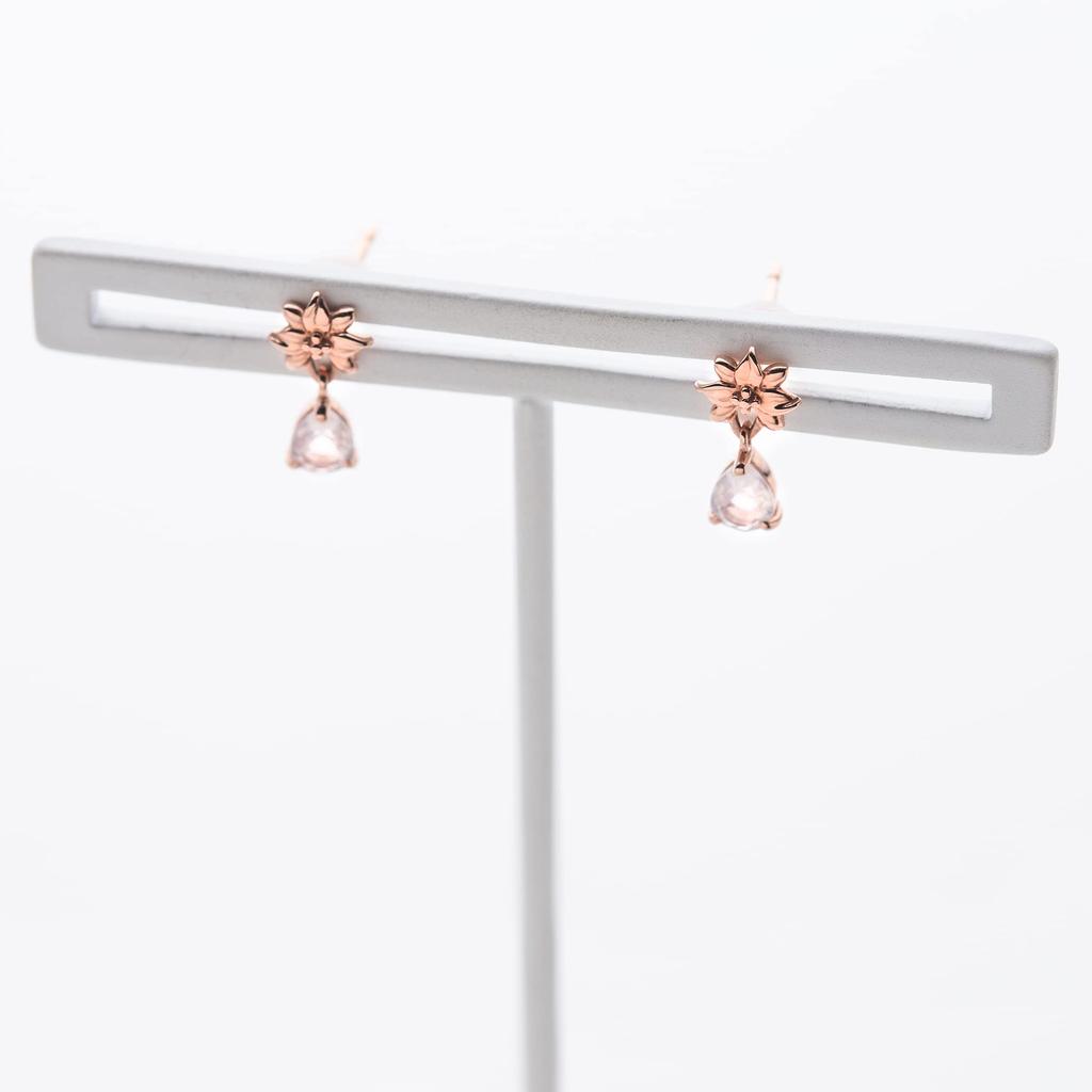 BLOOM In In Beautiful Hundred K10 Pink Gold Rose Quartz Poinsettia Earrings [BLOOM] [Published Sweet] [Published Flowers] 0221-0224-0049-0000