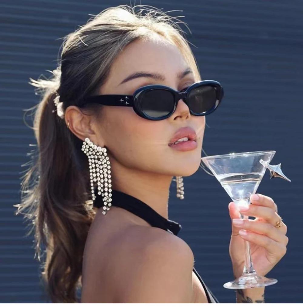 Oval Sunglasses For Men Women Fashion Retro Rice Nail Design Shades Eyewear Female Candy Color Goggle Fishing Sun Glasses