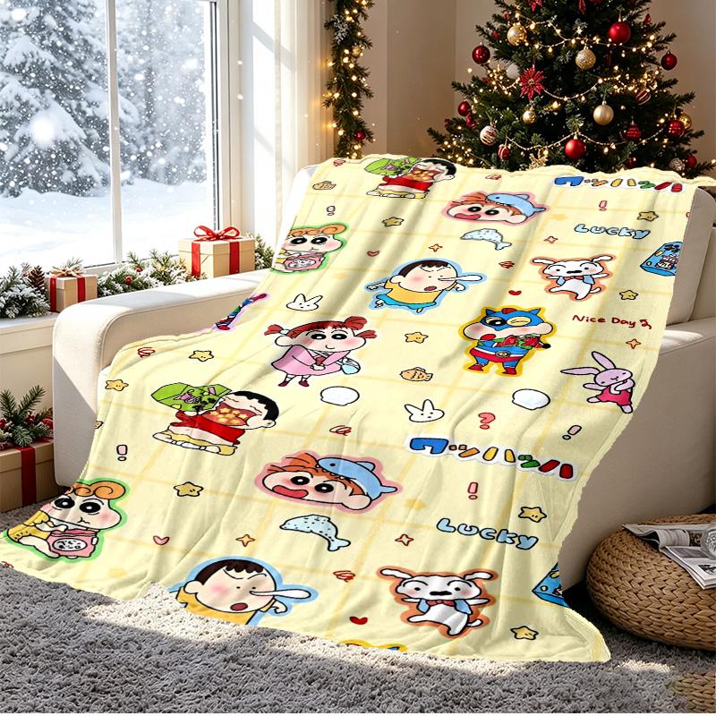 Cartoon comics Pattern Blanket for Home Decoration, Bed, Sofa, Car Travel, Camping, Suitable for All Seasons, Birthday Christmas Gift