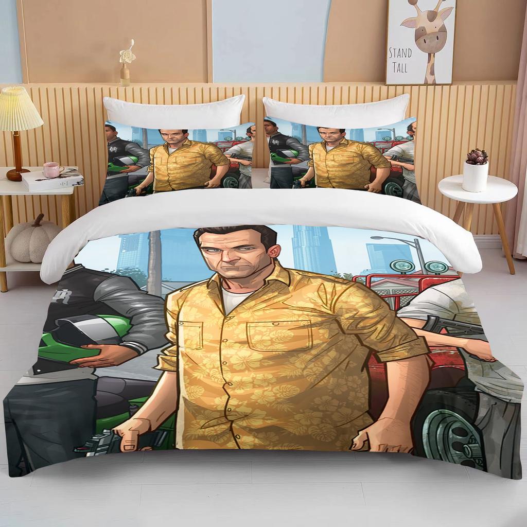 10 размеров 3D игра GTA V Постельный комплект Мультяшные пододеяльники Grand Theft Auto Постельное белье Постельные принадлежности с наволочкой Дропшиппинг