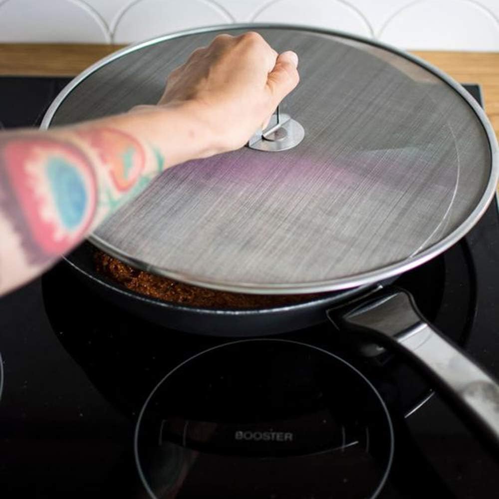 Antallcky 3 шт. Защитная крышка от брызг жира для сковороды со складной ручкой-Щит-Защита от брызг масла-Без беспорядка от кулинарного масла–Без ожогов–Ультратонкая