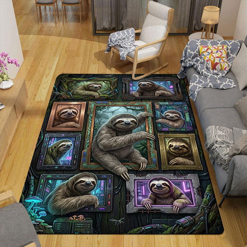 Sloth Frames Fantasy Pattern Rug Floor Mat for Living Room or Bedroom Soft and Comfortable Carpet a Gift for Birthday and Holiday.