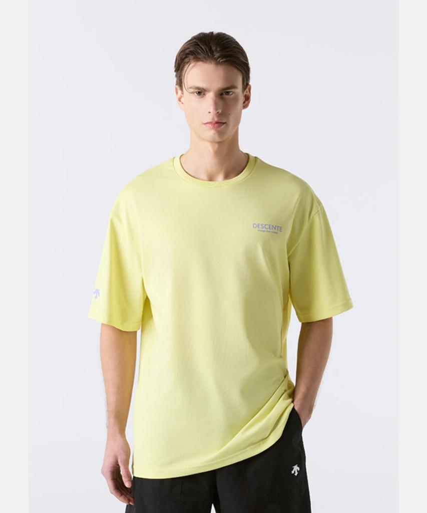 DESCENTE Movement Back Graphic Short Sleeve T-Shirt Yellow Sr211Ets55