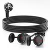 European Power Cord Extension Cable 3 Meter Schuko Euro Double Plug Socket Waterproof IP44 250V/16A for Outdoor, Home, PC